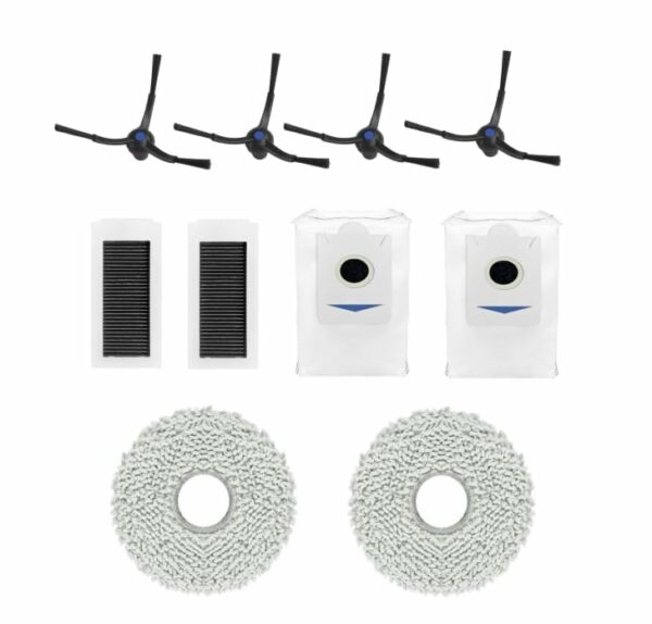 HASTHIP® Replacement Vacuum Cleaner Accessories for Ecovacs Deebot Vacuum Cleaner, Includes 2 HEPA Filters, 2 Dust Bags, 2 Mop Pads, 4Side Brushes, Universal Fit for Deebot X5 Pro, Deebot X5 Omni.