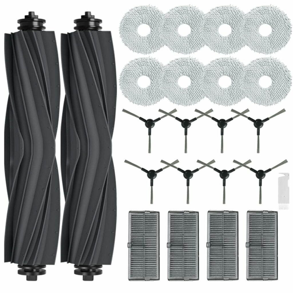 SpeHiate Replacement Parts Accessories for Dreame L10s Pro Ultra Heat Robot Vacuum Cleaner, Kit for Dreame X30 Ultra, 2 Main Brushes, 8 Wipes, 4 HEPA Filters, 8 Side Brushes
