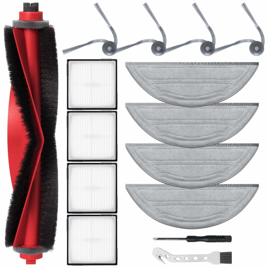 Accessory set for Roborock Q10 S5 / Q10 S5+ robot vacuum cleaner, spare parts contain 1 main brush, 4 hepa filters, 4 wipes, 4 dust bags, 4 side brushes, 1 screwdriver