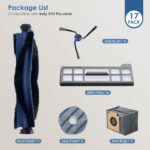 4 Dust Bags, 4 Mops, 4 HEPA Filters, 4 Side Brushes, Main Brush, For Eufy X10 Pro Omni Vacuum Cleaner Accessories, 17-Piece Set, and other accessories for X10 Pro Omni