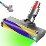 Amalfy Dust Detect Vacuum Attachments for Dyson V7 V8 V10 V11 V15 Cordless Cleaners, Hardwood Floor Head Soft Roller Brush Replacement Motorhead Accessories Parts with Optical Green Light