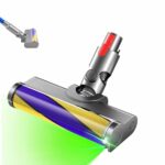 Updated Dust Detect Vacuum Attachments for Dyson V15 V11 V10 V8 V7 Cleaner, Hardwood Floor Head Soft Roller Brush Replacement Accessories Part with Optical Green Light–Enhanced Power, Speed, Lifespan