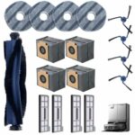 4 Dust Bags, 4 Mops, 4 HEPA Filters, 4 Side Brushes, Main Brush, For Eufy X10 Pro Omni Vacuum Cleaner Accessories, 17-Piece Set, and other accessories for X10 Pro Omni