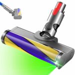 Amalfy Dust Detect Vacuum Attachments for Dyson V7 V8 V10 V11 V15 Cordless Cleaners, Hardwood Floor Head Soft Roller Brush Replacement Motorhead Accessories Parts with Optical Green Light