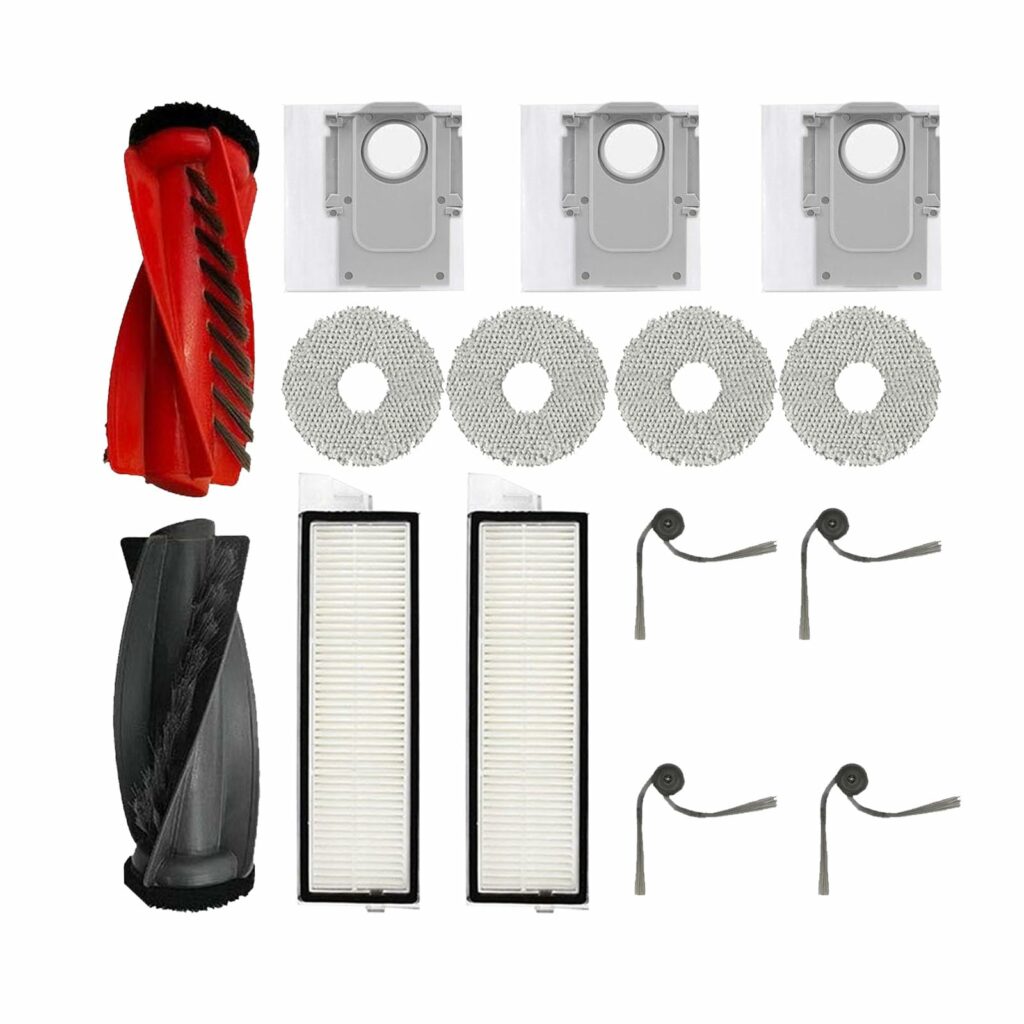 Jpbaisqic Accessories Kit for Roborock Qrevo Curv : Replacement Parts Roborock Qrevo Curve Edge P20 Pro Robot Vacuum Cleaner Dual Main Brush Side Brush HEPA Filter Mop Pad Dust Bag Spare Attachments