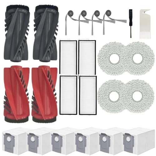 Anwor 24 pieces accessories for Roborock Qrevo Curv, P20 Pro vacuum cleaner, 2 pairs of main brushes, 6 dust bags, 4 HEPA filters, 4 wipes, 4 side brushes, 1 brush, 1 screwdriver replacement parts set