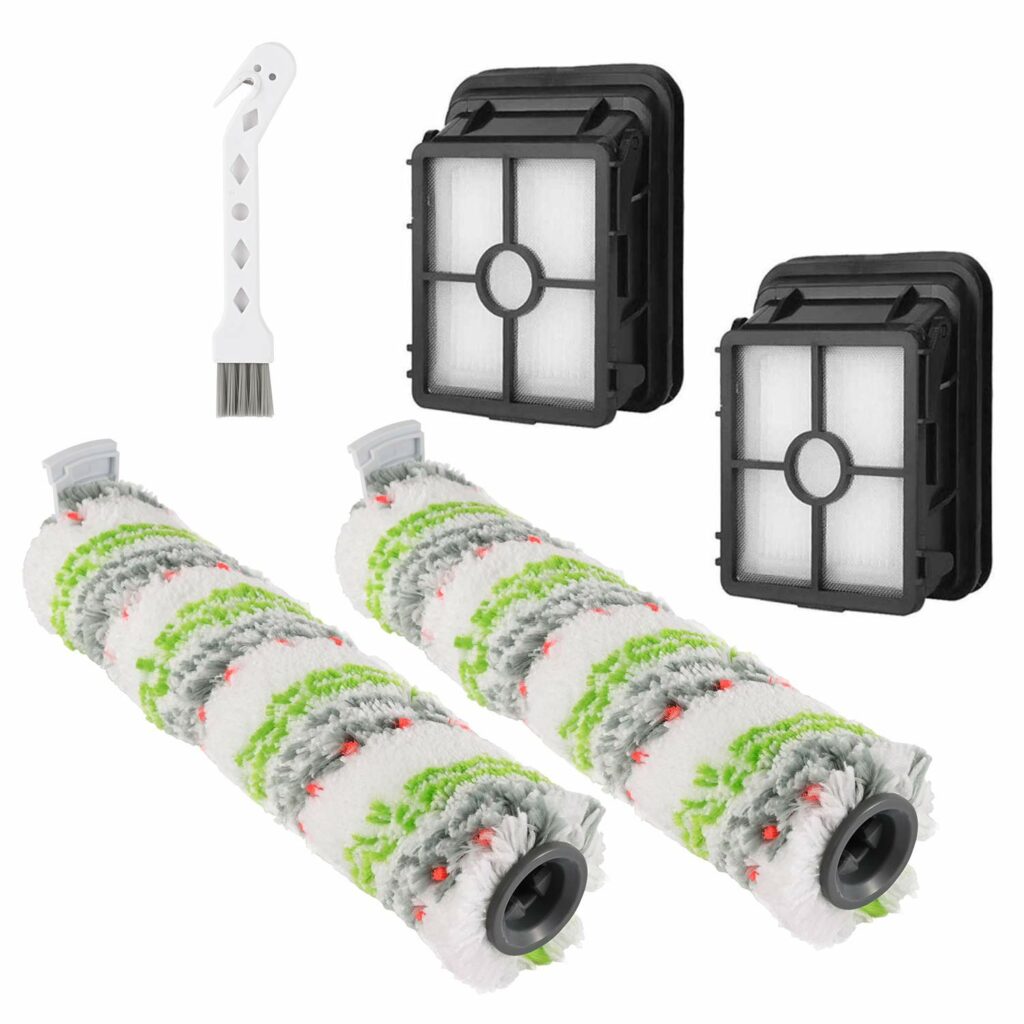 LesinaVac 2 Pack 2788 Mulit-Surface Pet Brush Roll & 2 Pack 1866 Filters Replacement Set Compatible with Bissell CrossWave Cordless Max 2554A25902593 and 2596 All in One Wet-Dry Vacuum Cleaner
