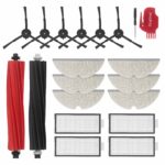 Replacement Parts Set for Roborock Q5 Pro/Q5 Pro+/Q8 Max+/Q8 Max – Main Brush + 4x HEPA Filters + 6x Wipes + 6x Side Brushes