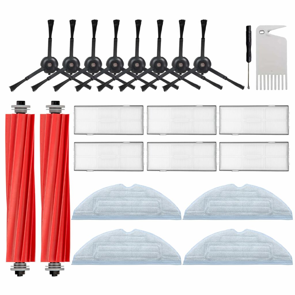Unikstone S7 Accessories Kit Compatible with Roborock S7 S7+ S7 MaxV S7 MaxV Plus T7S T7 Plus T7S Plus Robot Vacuum 2 Main Brush, 4 Mop Cloth, 6 Filter, 8 Side Brush