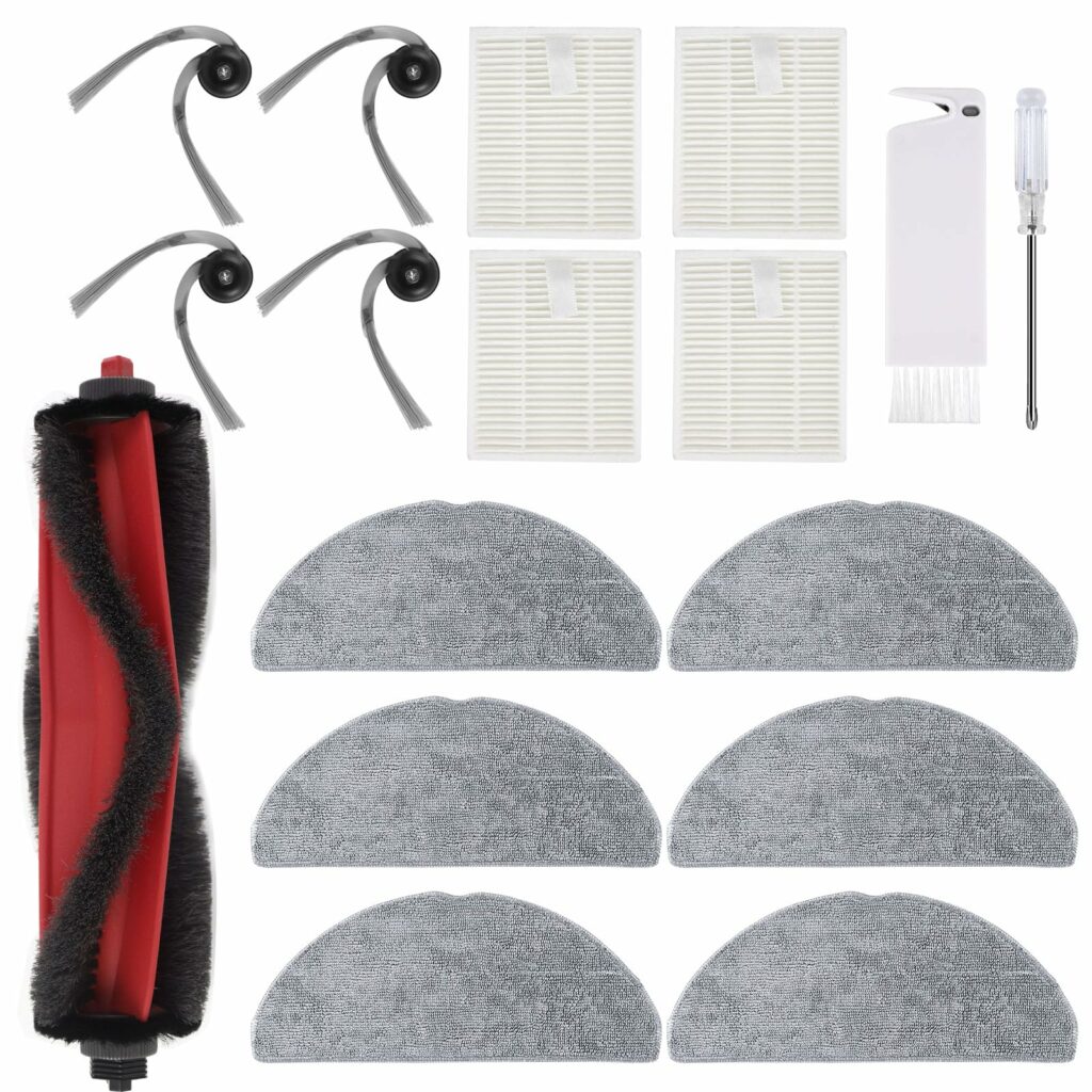 Q7 M5 Accessories for Roborock Q7 M5, Q7 M5+, Q7 L5, Q7 L5+ Vacuum Cleaner, 1 Main Brush, 4 HEPA Filters, 6 Wipes, 4 Side Brushes, 1 Brush, 1 Screwdriver Replacement Parts Set