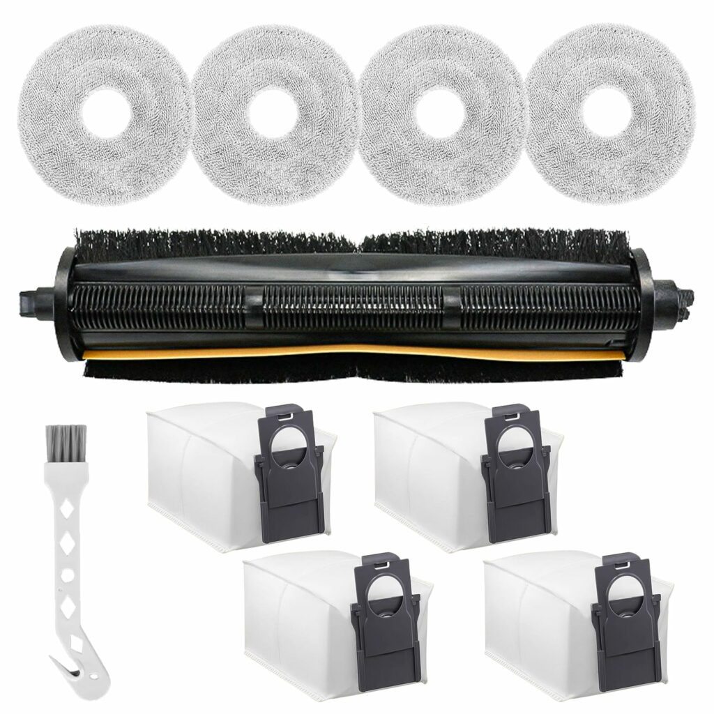 Pack of 10 accessories for Dreame X40 Ultra Complete, includes 1 brush, 4 dust bags, 4 rags, 1 small white brush