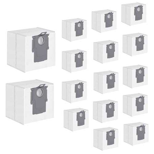 16 Pack Dust Bags for Roborock S8+, S8 Pro Ultra, Q7 +/Max+/Max, Q5 +/Max+/Pro+, Q8 Max+, S7 Pro/MaxV/Max Ultra Robot Vacuum, Large Capacity Disposable Vacuum Bag
