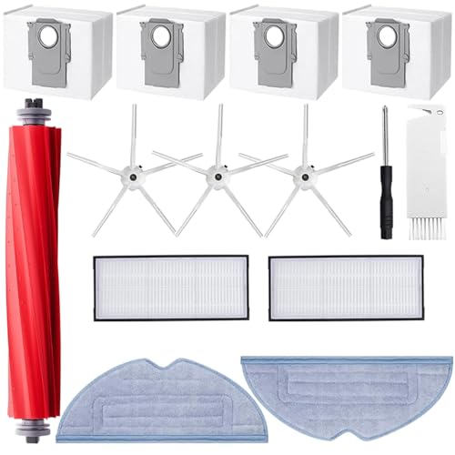 Replacement Accessories for Xiaomi Roborock S7 MaxV Ultra S7 Pro Ultra, Accessory Kit for Roborock 1 Main Brushes, 4 Dust Bag, 2 HEPA Filters, 3 Side Brushes
