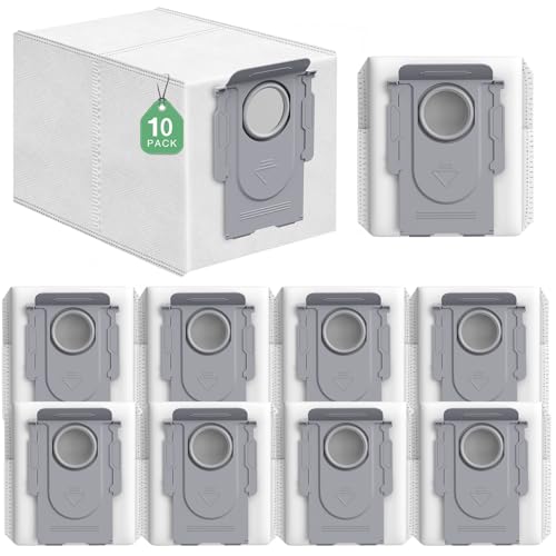 isinlive 10 Pack Q Revo Dust Bags Compatible with Roborock Q Revo Rboter Vacuum Cleaner, 4 Layer Premium Filter Bags with 2.7L Large Replacement Bags