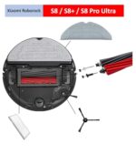 Accessories Compatible with Xiaomi Roborock S8+ / S8 Pro Ultra / S8 Vacuum Cleaner Robot Replacement Parts, 2 Main Brushes, 3 Side Brushes, 2 Filters, 3 Wipes, 1 Screwdriver, 1 Cleaning Brush