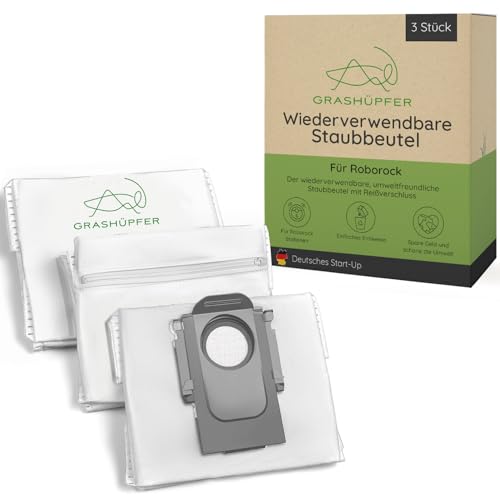 GRASHÜPFER 3 Pack Reusable Dust Bags for Roborock Qrevo, Saros and Curv Series