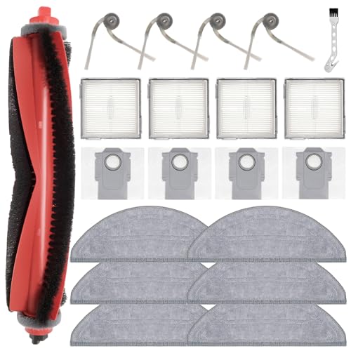 Replacement part accessory for Roborock Q10 S5 / Q10 S5+ robot vacuum cleaner, 1 main brush, 6 wipes, 4 dust bags, 4 filters, 4 side brushes