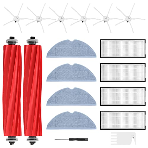 18 Pack S7 MaxV Ultra Accessories Compatible with Xiaomi Roborock S7 / S7+ S7 MaxV S7 MaxV Plus Vacuum Cleaner, Replacement Sets Include 2 x Main Brushes, 4 x Filters, 4 x Wipes, 6 x Side Brushes for
