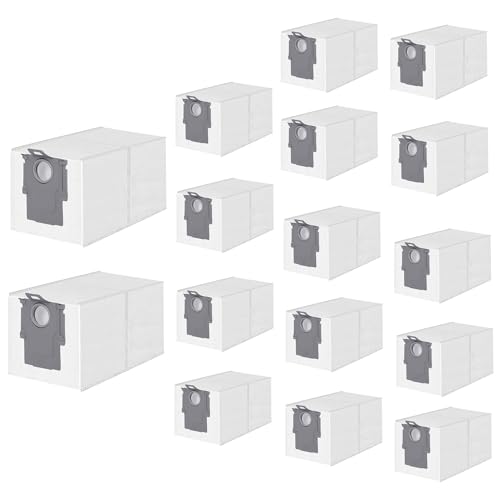 16 Pack Dust Bags for Roborock Q Revo Series, S8 MaxV Ultra, S8 Max Ultra, Qrevo S, Qrevo Plus, Qrevo Master, Qrevo Pro, Qrevo MaxV, Qrevo Slim Robot Vacuum Cleaner, Large Capacity Disposable Bag