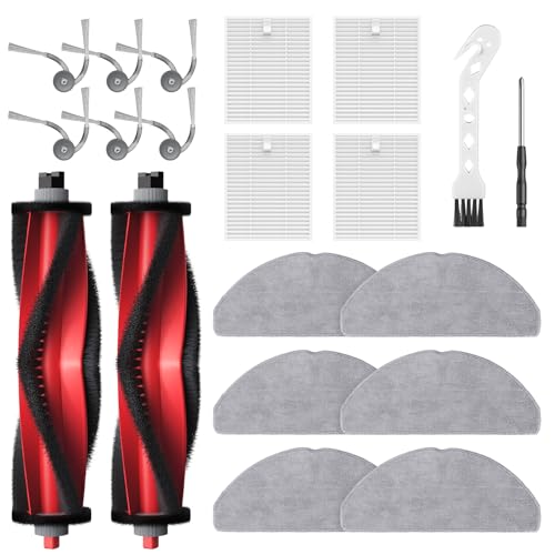 Pack of 20 Accessories Replacement Parts for Roborock Q7 M5/Q7 M5+/Q7 L5/Q7 L5+ Robot Vacuum Cleaner, 2 Roller Brushes, 4 HEPA Filters, 6 Wipes, 6 Side Brushes, 1 Cleaning Brush