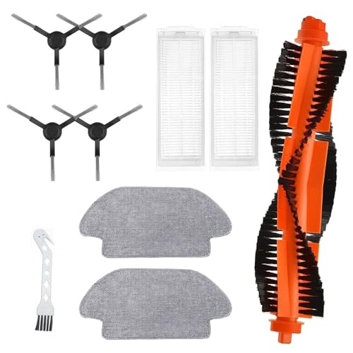 Replacement Accessory Kit for Xiaomi Mi Robot Vacuum S12 /Mop 2S /Mop P/Mop Pro Vacuum Cleaner Replacement Parts, 1 Main Brush, 4 Side Brush, 2 Wipes, 2 Filters