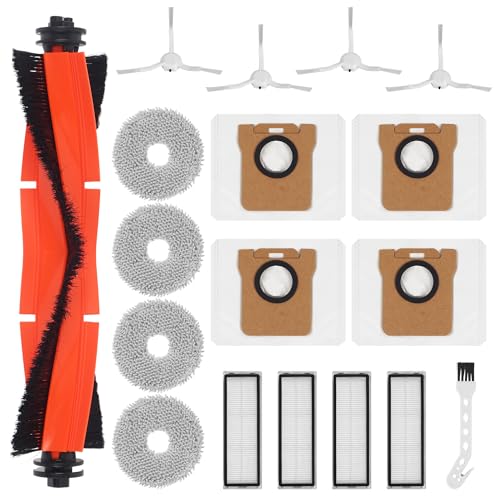 Pack of 18 Accessories for Xiaomi Robot Vacuum X20 / X10, 1 x Main Brush, 4 x Wipes, 4 x Dust Bags, 4 x Side Brushes, 4 x HEPA Filters, 1 x Cleaning Brush, Replacement Parts for Xiaomi Robot Vacuum