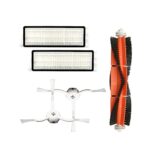 Pack of 5 Replacement Parts for Xiaomi Mi Robot 1/2/Mijia, Accessories for Xiaomi Roborock S50 S51, 1 Main Brush, 2 Side Brushes, 2 HEPA Filters