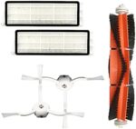 Pack of 5 Replacement Parts for Xiaomi Mi Robot 1/2/Mijia, Accessories for Xiaomi Roborock S50 S51, 1 Main Brush, 2 Side Brushes, 2 HEPA Filters