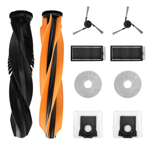 10 Piece Accessory Set Compatible with Dreame X50 Ultra Complete/L50 Pro Ultra/X50 Master Robot Vacuum Cleaner, 2 Main Brushes, 2 HEPA Filters, 2 Side Brushes, 2 Mop Wipes, 2 Antibacterial Dust Bags