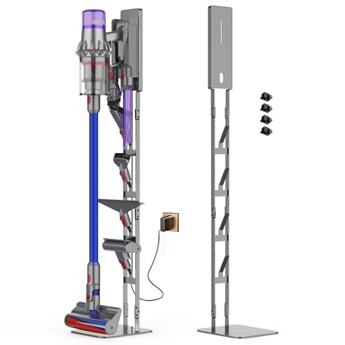 Vacuum Stand for Dyson Heavy-Duty Carbon Steel Construction – Wall-Mounted Space-Saving Design, No Drilling Required, Universal Mount for All Dyson Cordless Vacuums & Accessories