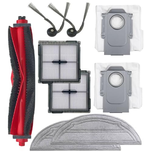 【9-in-1 Maintenance Kit】 Replacement Accessories Kit Compatible with Roborock Q10 S5 / Q10 S5+ Robot Vacuum Cleaner, Includes 1 Main Brush, 2 Side Brushes, 2 HEPA Filters, 2 Mop Pads, 2 Dust Bags