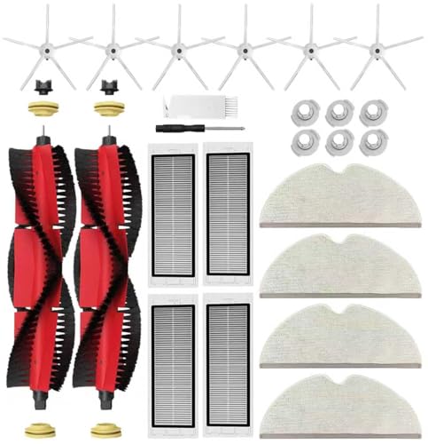 Accessories Replacement Kit for Xiaomi Roborock S5 Max S6 Pure S6 MaxV S50 S51 S55 S5 S60 S65 S6 Vacuum Cleaner, 2 Main Brush, 4 HEPA Filters, 6 Side Brush, 2 Cloth