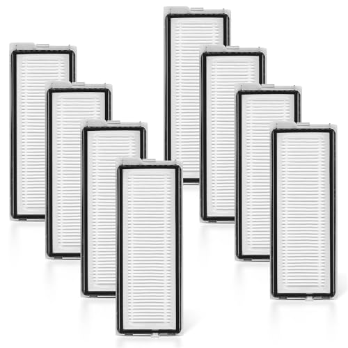 Pack of 8 Filter Accessories for Roborock QV 35A / QV35S / Qrevo S/Qrevo Pro/Qrevo Curv/Qrevo Edge/Qrevo Curv S5X / Qrevo Edge S5A / Qrevo S5V Robot Vacuum Cleaner, HEPA Filter Replacement Parts