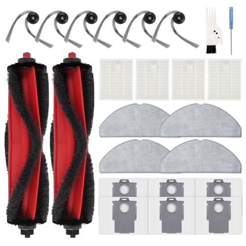 Yivy 24 Piece Q7 M5 Accessory Set for Roborock Q7 L5, Q7 L5+, Q7 M5, Q7 M5+ Vacuum Cleaner Accessory Kit, 2 Main Brushes, 6 Side Brushes, 4 HEPA Filters, 4 Wipes, 6 Dust Bags, Replacement Parts