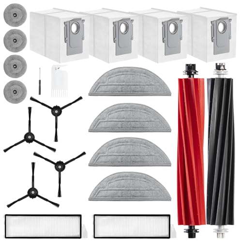 Pack of 22 Accessories for Roborock S8 MaxV Ultra Robot Vacuum Cleaner Replacement Parts Includes 2 Main Brushes, 4 Side Wipers, 4 Wipes, 4 Dust Bags, 2 Filters, 4 Side Brushes, 1 Cleaning Brush, 1