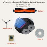 Ytaland Replacement Parts Accessories for Xiaomi Robot Vacuum X20 Max/ X20 Pro Robot Vacuum Cleaner (1 Main Brush, 4 Side Brushes, 4 HEPA Filters, 4 Dust Bags, 4 Mop Pads)