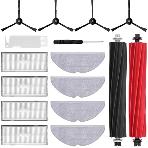 oGoDeal Accessory Set for Roborock S8 Pro Ultra, 1 x Main Roller Brush 4 x Side Brushes 4 x Filters 4 x Mop Wipes 1 x Brush, Robot Vacuum Cleaner Replacement Parts Accessories