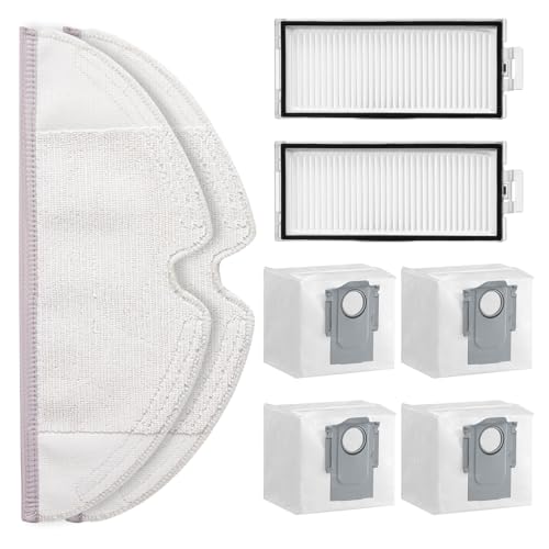 Vacuum Cleaner Accessories for Roborock Q8 Max+, 2 Filters HEPA 2 Cleaning Cloth and 4 Dust Bags for Roborock Q5 Pro+, Q7+, Q7 Max+ Wipes Replacement Filter Bag Accessory Set Spare Parts Robot