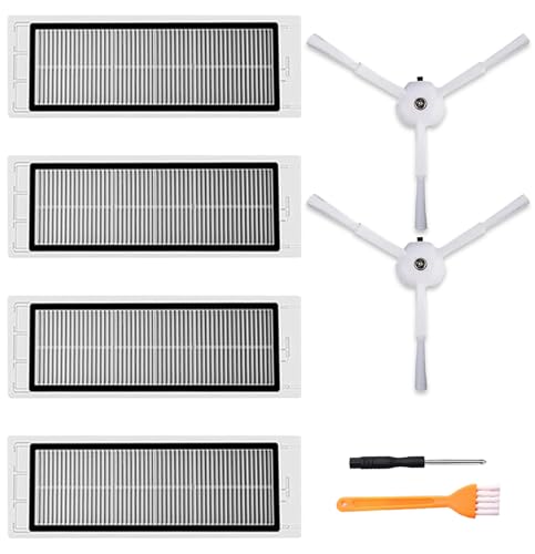 HEPA Filter Accessories Replacement for Xiaomi Roborock S5 Max S6 Pure S6 MaxV S6 Max S4 Max S4 S5 S50 S51 S55 S6 S60 S65,4 HEPA Filter, 2 Side Brush