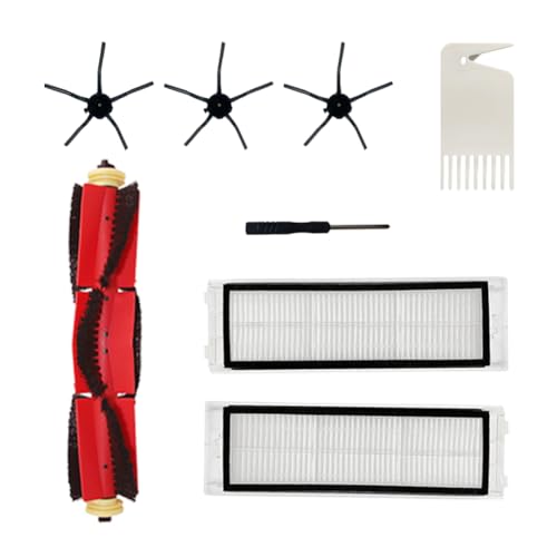 Pack of 8 accessory replacement parts for Xiaomi Roborock S5 Max S6 Pure S6 MaxV S50 S51 S55 S5 S60 S65 S6 vacuum cleaner, 1 main brush, 3 side brushes, 2 HEPA filters, 1 cleaning tool, 1 screwdriver