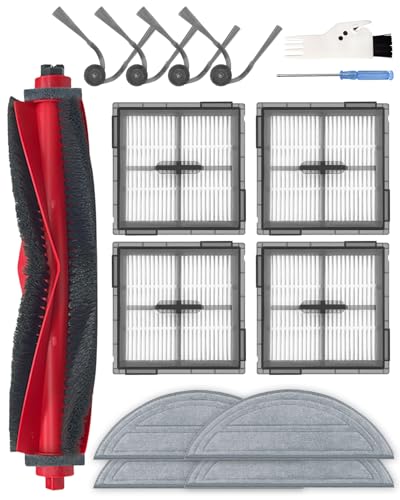 15 Piece Accessory Sets for Roborock Q10 S5/Q10 S5+ Robot Vacuum Cleaner, Replacement Parts with 1 Main Brush, 4 Side Brushes, 4 HEPA Filters, 4 Wipes, 1 Brush
