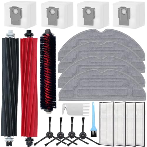 Accessories for Roborock S8 Pro Ultra, replacement parts include 2 main brushes, 1 self-cleaning brush, 4 wipes, 4 filters, 4 side brushes, 4 dust bags