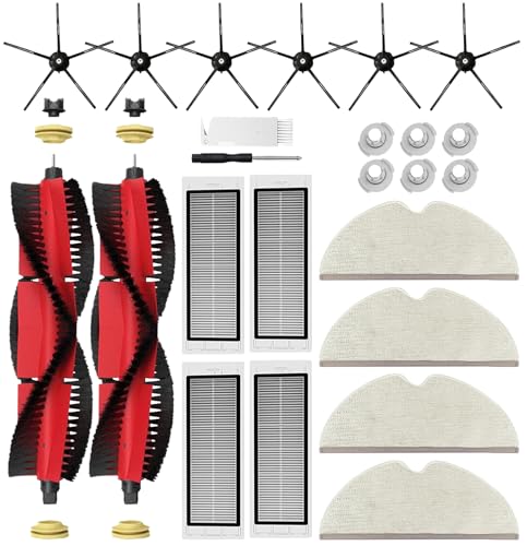 Accessories Replacement Kit for Xiaomi Roborock S5 Max S6 Max S6 Pure S6 MaxV S50 S51 S55 S5 S60 S65 S6, 2 Main Brush, 4 HEPA Filters, 6 Side Brush, 4 Cloth, 6 Water Filters
