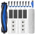 21-Piece Accessory Set for Ecovacs Deebot X9 PRO Omni, Replacement Parts for Robot Vacuum Cleaner with 8 Side Brushes, 6 Dust Bags, 4 Filters, 1 Main Brush, 1 Mop Roller, 1 Cleaning Brush