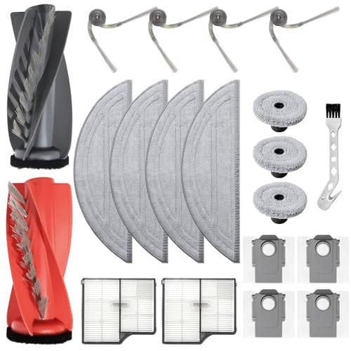 Accessories for Roborock Saros 10 Robot Vacuum Cleaner Replacement Parts, Roller Brush, 4 Mop Pads, 3 Edge Wipers, 4 Dust Bags, 2 Filters, 4 Side Brushes