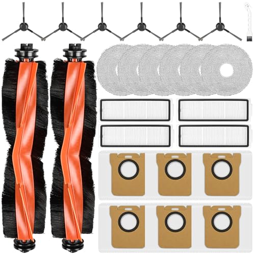 Pack of 25 Accessories for Xiaomi X20 Max / X20 Pro Robot Vacuum Cleaner, Replacement Parts 2 Main Brushes 6 Dust Bags 6 Mop Pads 4 HEPA Filters 6 Side Brush 1 Cleaning Accessories for Xiaomi X20