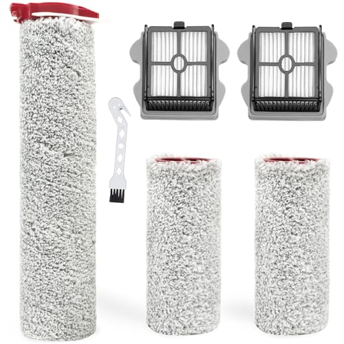 Brush Roll Accessories for Roborock Dyad Pro, Dyad Pro Combo Wet and Dry Vacuum Cleaner Replacement Parts, 2 Main Brushes + 2 HEPA Filters + 1 Cleaning Brush