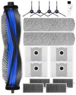 16 Pieces Spare Part Set for ECOVACS DEEBOT X8/X8 PRO OMNI Vacuum Attachment Kit, Attachment: 1 Main Brush, 2 Drying Sponges, 4 Side Brush, 4 HEPA Filter, 4 Dust Bags, 1 Cleaning Brush