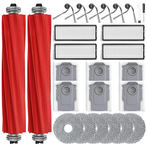 26 Replacement Accessories for Roborock QV 35A / QV 35S / QR 798 / QR 598 Vacuum Cleaner Robot Washer, 6 Dust Bags 6 Mop 6 Side Brush 4 HEPA Filter 2 Main Brush