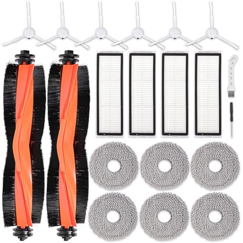 20 Pieces Accessories Set for Xiaomi X20+ X10+ Vacuum Cleaners Replacement Parts for Dreame L10s Ultra/L10 Ultra Contains 2 Main Brushes, 4 Filters, 6 Mop Pads, 6 Side Brushes, 1 Screwdriver, 1